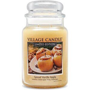 Spiced Vanilla Apple Large Glass Apothecary Jar Scented Candle 21.25 oz Ivory